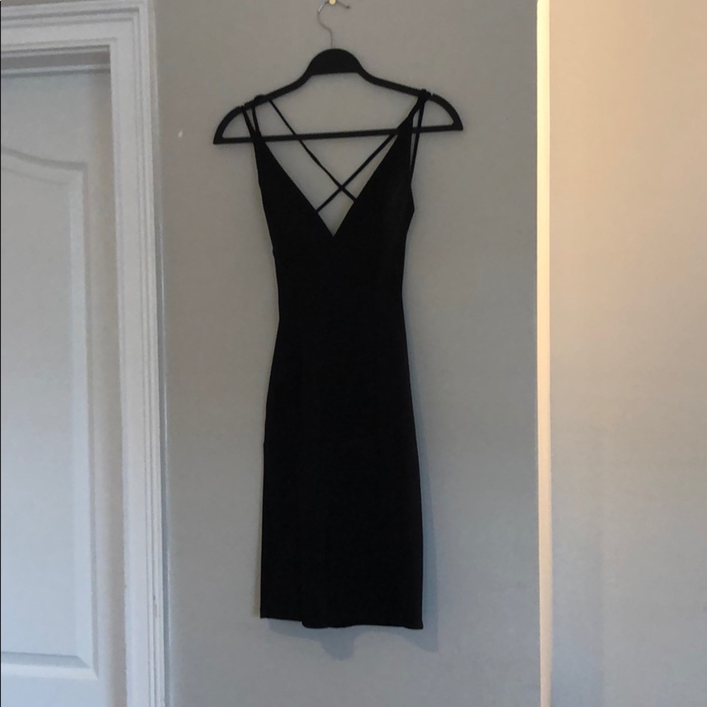 black strappy backless dress
